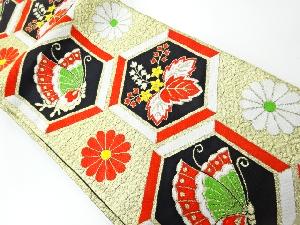 アンティーク　菊桐に蝶模様織出し子供帯（着用可）